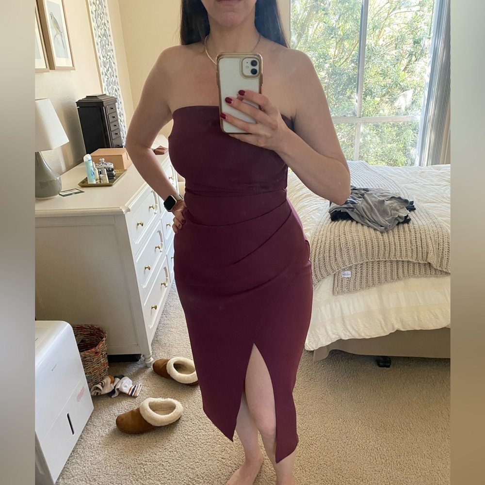 NWT Abercrombie & Fitch strapless crepe midi dress size small purple